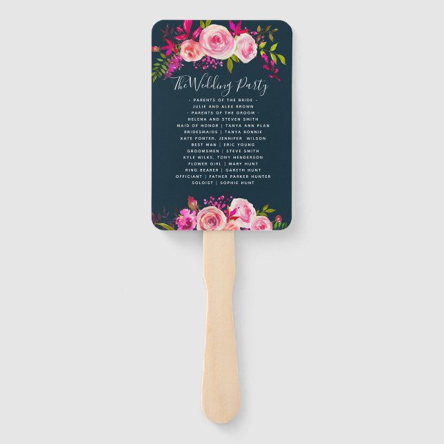 Abanico Orden de servicio de los FANS HAND de Crystal boda (Reverso)