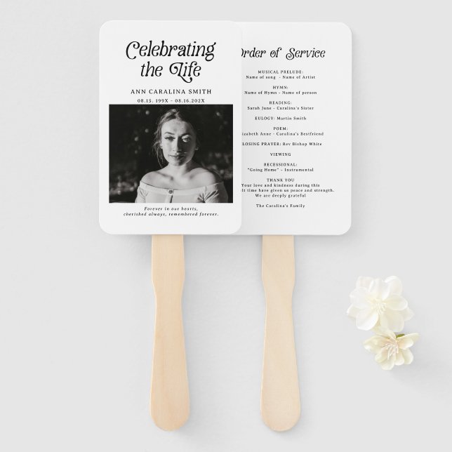 Abanico Orden de Servicio Funeral Retro Minimalista (Anverso y reverso)