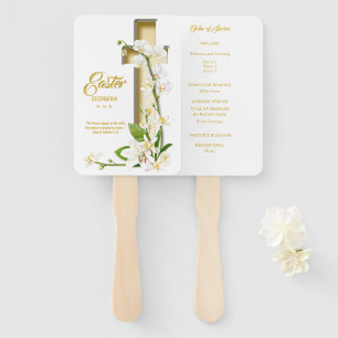 Abanico Orquid Lily Scripting Verse Hand Fan
