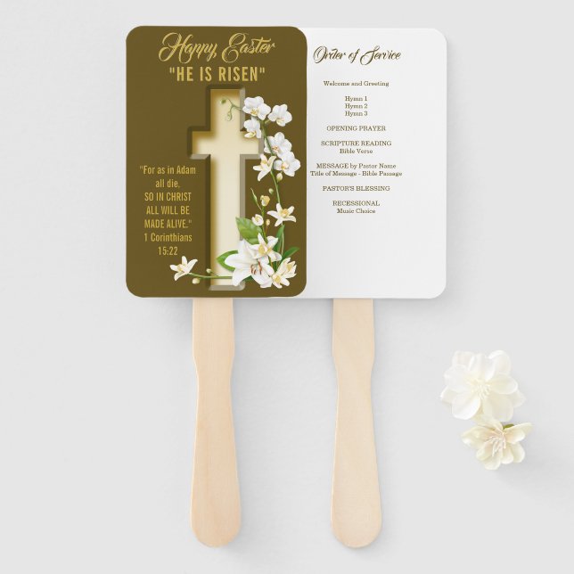 Abanico Orquídea Lily Religiosa (Anverso y reverso)