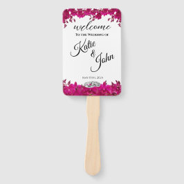 Abanico Orquídeas de Fuchsia en el programa de la boda bla