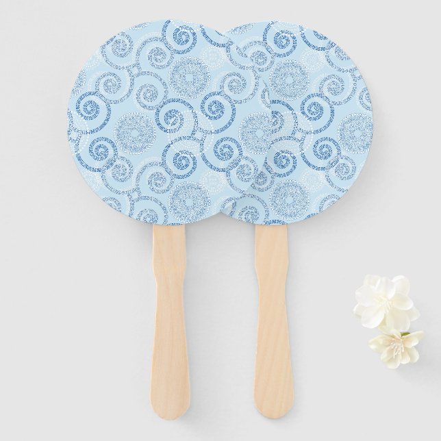 Abanico Paddle Fan-Blue Pearls (Anverso y reverso)