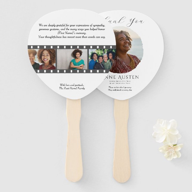 Abanico Paddle Funeral Hand Fan – Rounded Corners (Anverso y reverso)