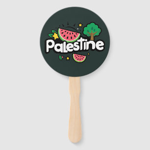 Abanico Palabra palestina escueta rodeada por un árbol de 