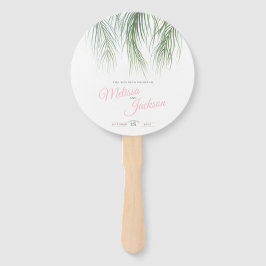 Abanico Palmeras tropicales de color rosa verde acuático a