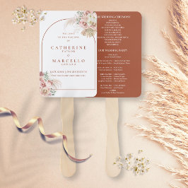 Abanico Pampas Grass Terracotta Arch Wedding Program Hand