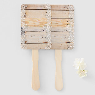 Abanico Panel de madera clara con encaje blanco