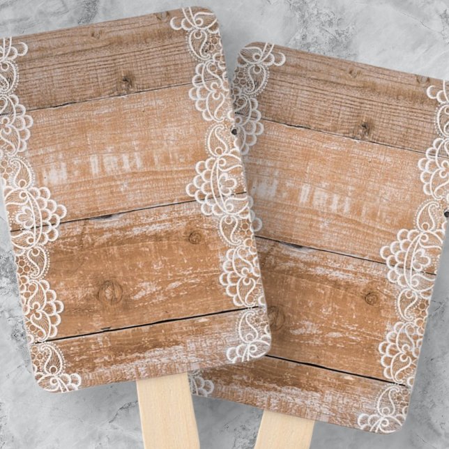 Abanico Panel de madera clara con encaje blanco (Subido por el creador)