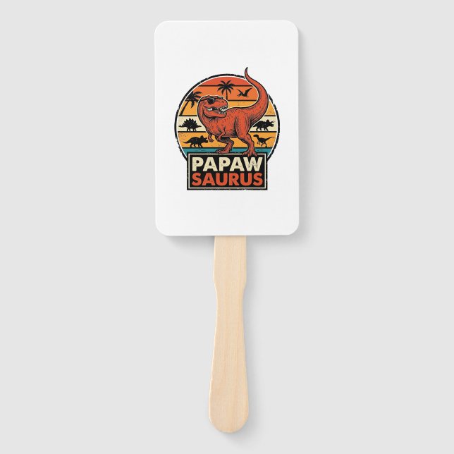 Abanico Papawsaurus Diseño Vectorial Retro Dinosaurio Atar (Anverso)