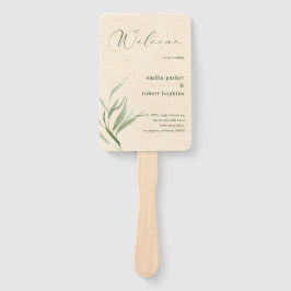 Abanico Papel fresco beige del follaje verde turbio