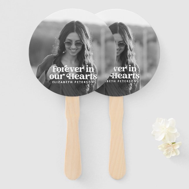 Abanico Para siempre en nuestros corazones simple Personal (Anverso y reverso)