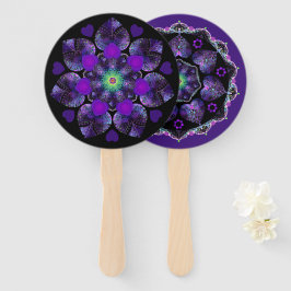 Abanico Paraguas morados y corazones .7