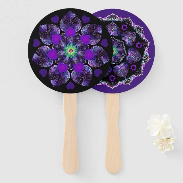 Abanico Paraguas morados y corazones .7 (Anverso y reverso)
