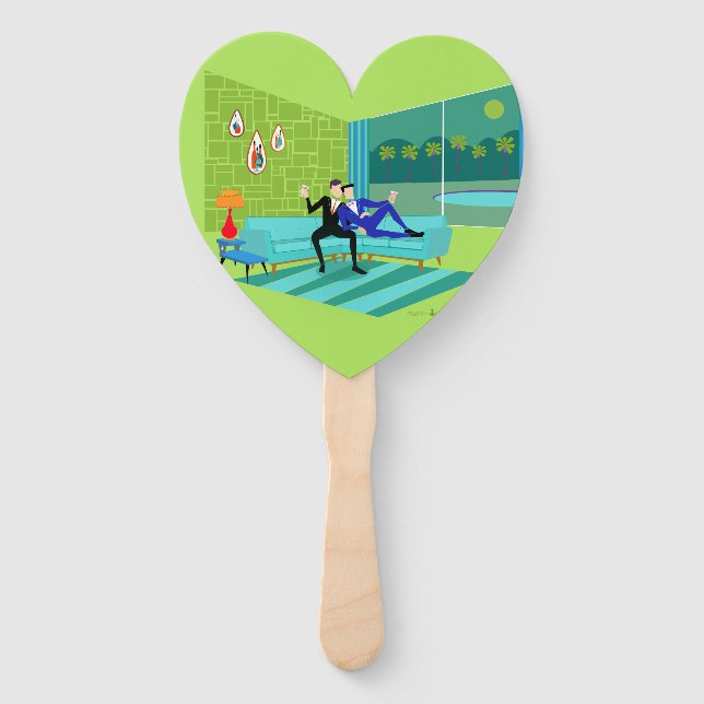 Abanico Pareja gay retro romántica conjunto de fans (Anverso)