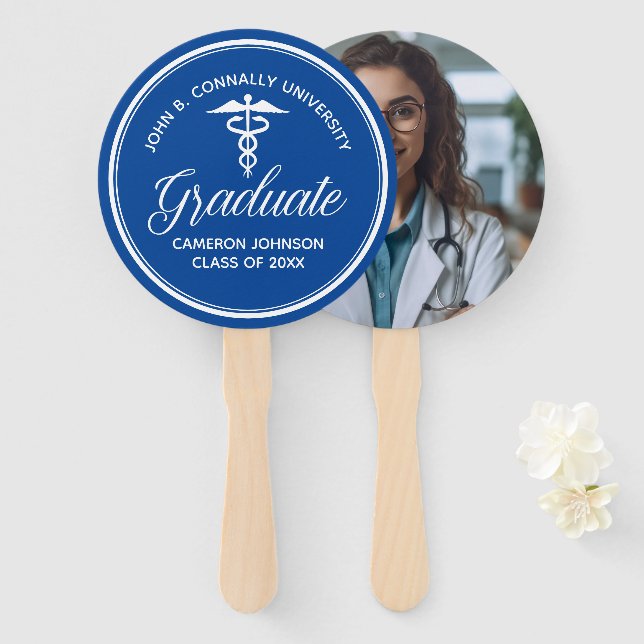 Abanico Partido de Graduación de la Escuela de Medicina Bl (Anverso y reverso)