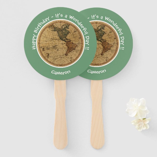 Abanico Partido Temático del Mapa del Hemisferio Occidenta (Anverso y reverso)