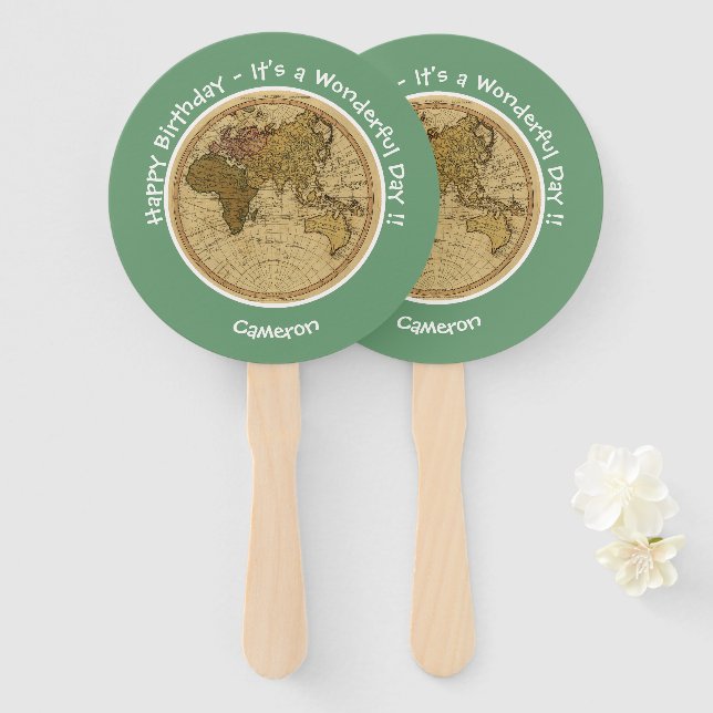 Abanico Partido Temático del Mapa del Hemisferio Oriental  (Anverso y reverso)