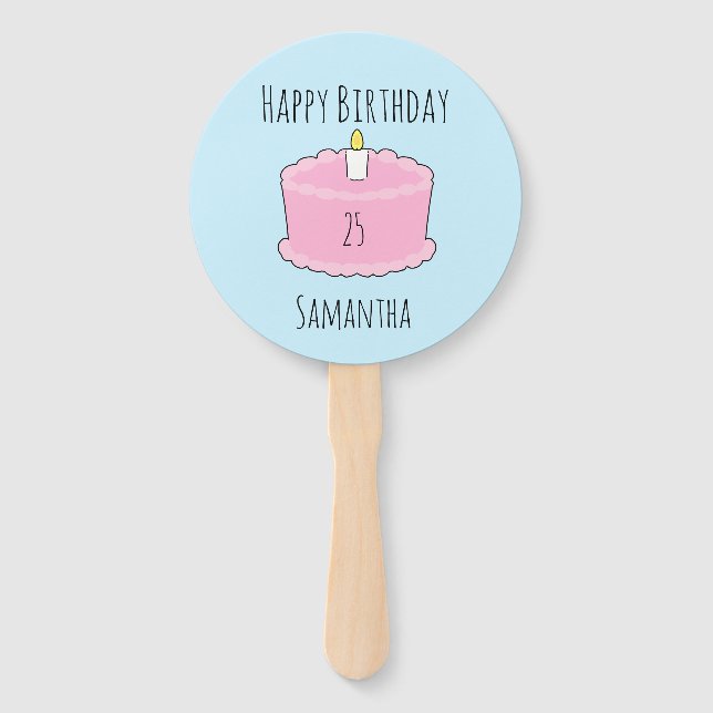 Abanico Pastel de cumpleaños rosa (Anverso)