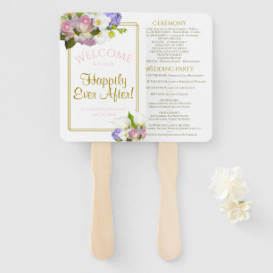 Abanico Pastel Floral Feliz Desde El Programa De Boda