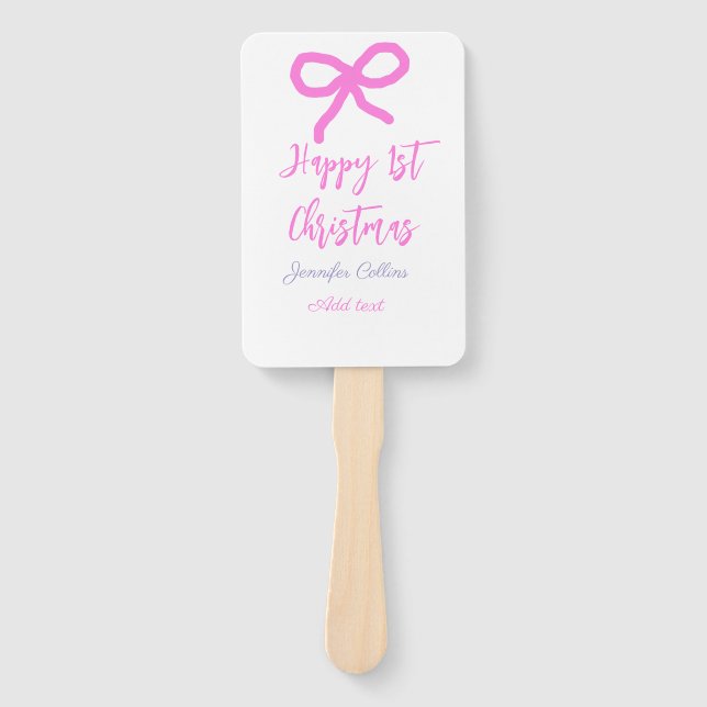 Abanico Pastel rosa morado feliz primer Navidades doblar n (Anverso)