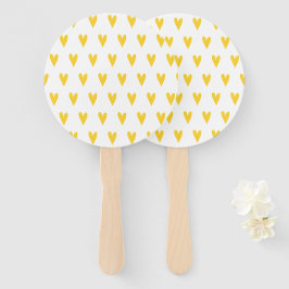 Abanico Patrón de corazón amarillo