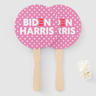Abanico Patrón de Estrellas Blancas Biden / Harris Pink