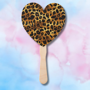 Abanico Patrón de leopardo dorado marrón rojizo con brillo
