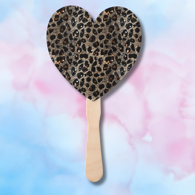 Abanico Patrón de leopardo dorado negro marrón brillo de l (Subido por el creador)