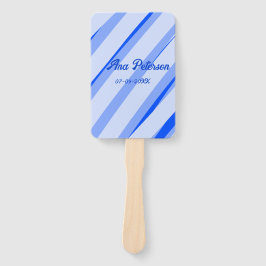 Abanico Patrón de líneas retro boho pastel azul añadir nom