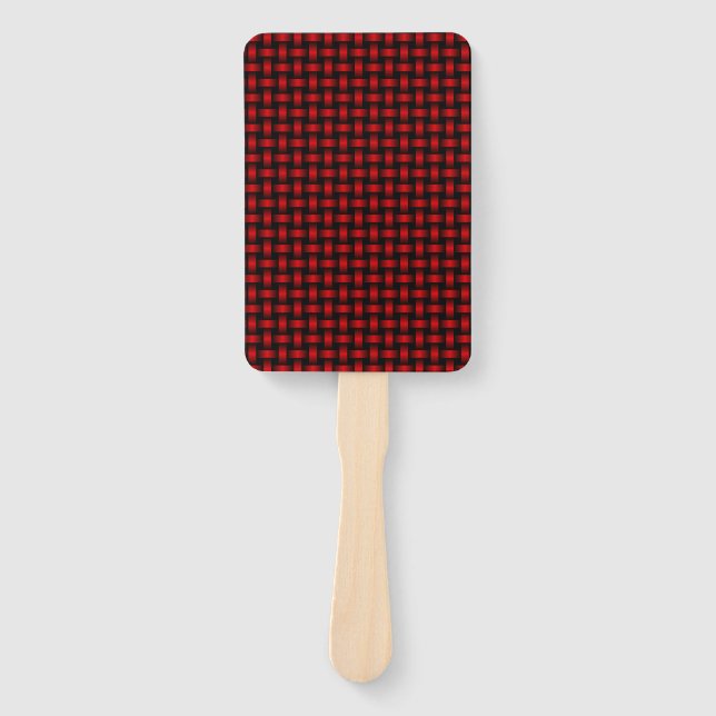 Abanico Patrón de Tejido Rojo Negro (Anverso)