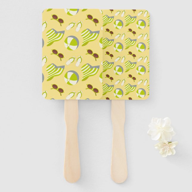 Abanico Patrón de vacaciones en la playa con gafas de sol  (Anverso y reverso)