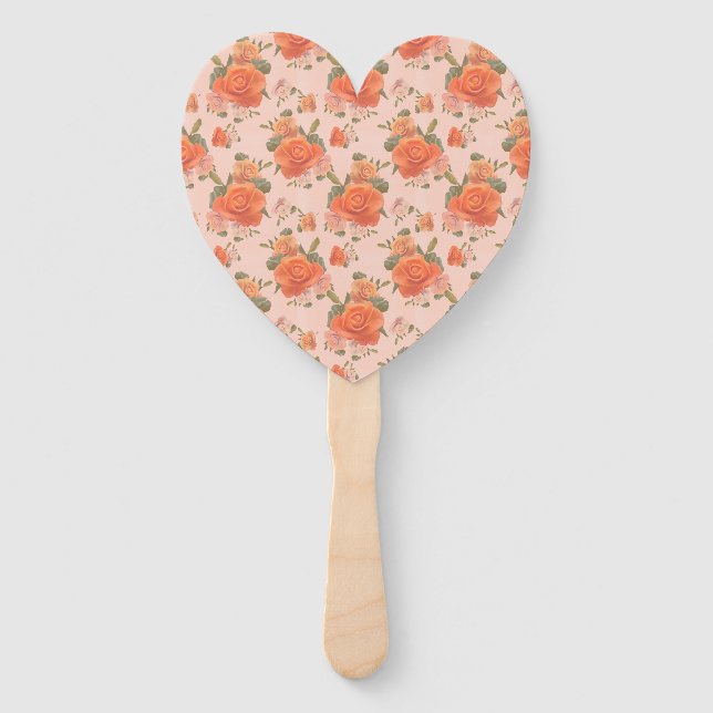 Abanico patrón floral de boda de primavera rosa naranja (Anverso)