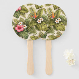 Abanico Patrón floral tropical – Hibisco, Monstera 