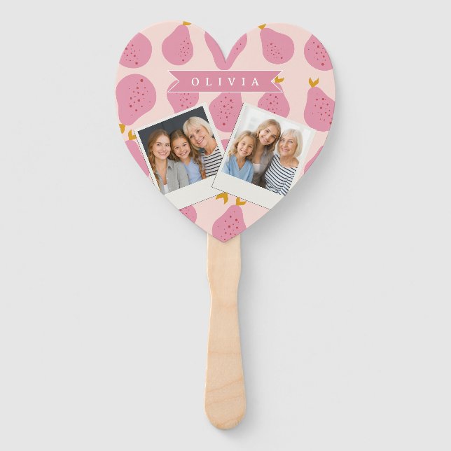 Abanico Patrón Personalizado de Pera Rosa Fruta Monada Fem (Anverso)