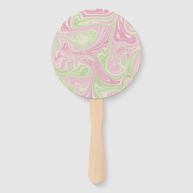 Abanico Patrón rosa Verde De Swirl Líquido (Anverso)