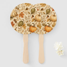 Abanico Patrón vintage de otoño de calabaza y calabacines 