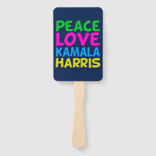 Abanico Peace Love Kamala Harris Cute Blue