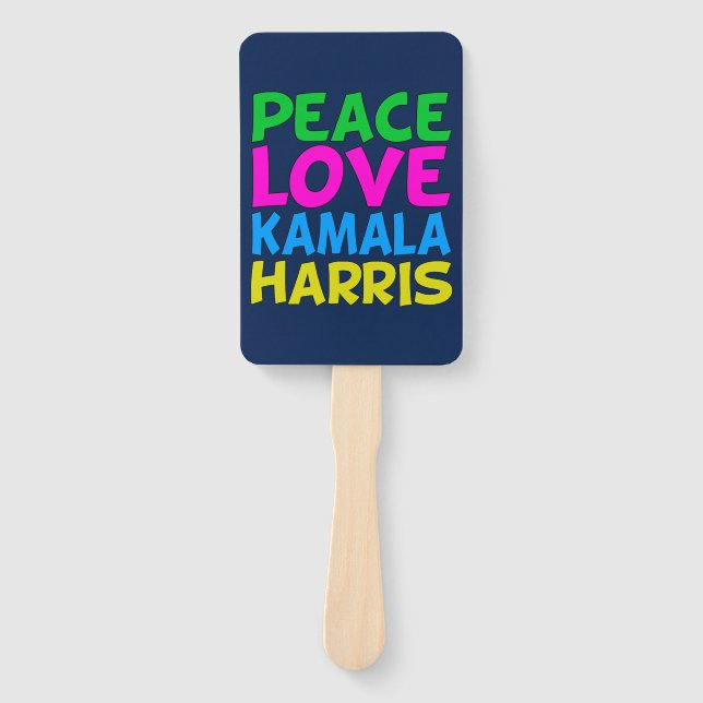 Abanico Peace Love Kamala Harris Cute Blue (Anverso)