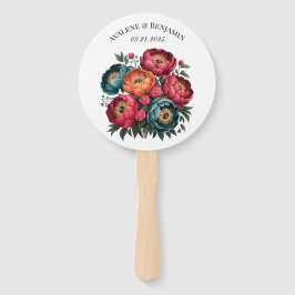 Abanico Peony, Naranja Verde azulado rojo, florece Boda de