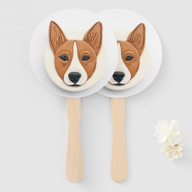 Abanico Perro Basenji 3D inspirado (Anverso y reverso)