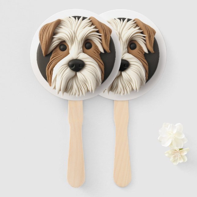 Abanico Perro Biewer Terrier Inspirado en 3D (Anverso y reverso)