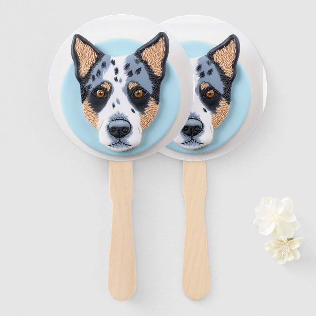 Abanico Perro Blue Heeler Inspirado en 3D (Anverso y reverso)