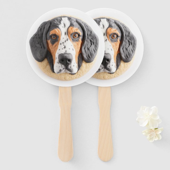 Abanico Perro Bluetick Coonhound Inspirado en 3D (Anverso y reverso)