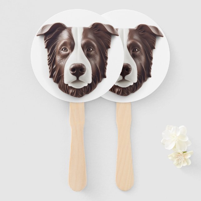 Abanico Perro Border Collie Inspirado en 3D (Anverso y reverso)