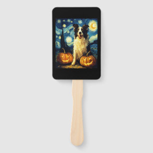 Abanico Perro Border Collie Lindo Halloween Jack O Lintern