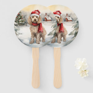Abanico Perro Cockapoo en Navidades de nieve