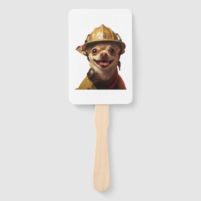 Abanico Perro con un diseño de casco rojo de bombero (Anverso)