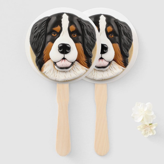 Abanico Perro de montaña bernés Inspirado en 3D (Anverso y reverso)