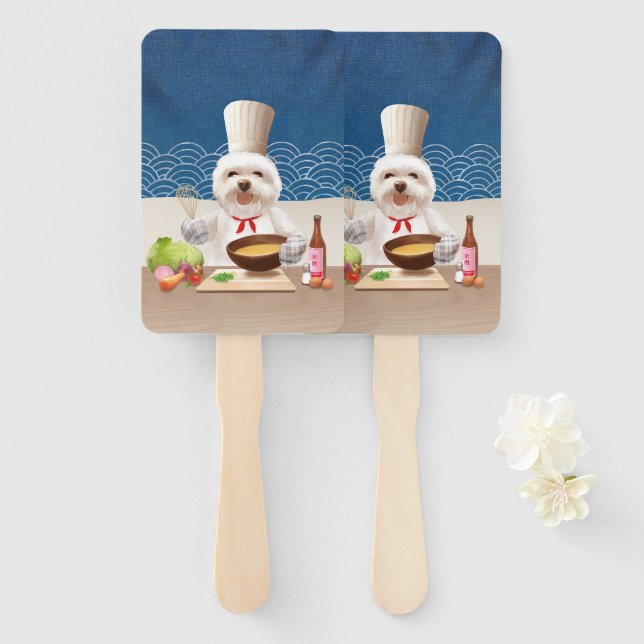 Abanico Perro pequeño chef (Anverso y reverso)