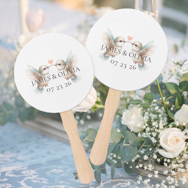 Abanico Personalizado Adorable Hummingbird Boda (Custom Adorable Hummingbird Wedding Hand Fans)